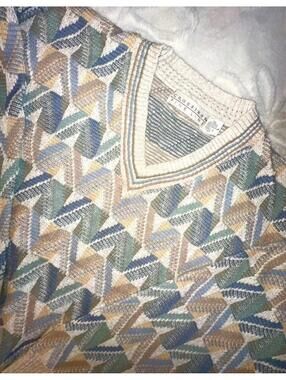 Crossings Fine Line Men's Pullover Knit Sweater Large Multi Geometric Large
